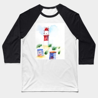 Borkum Lighthouse Whimsical Watercolor Painting Baseball T-Shirt